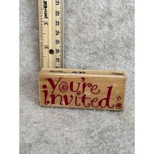 Rubber Stampede You're Invited Invitation Wood Mounted Rubber Stamp